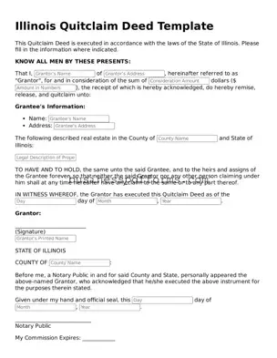 Free Illinois Quitclaim Deed Template