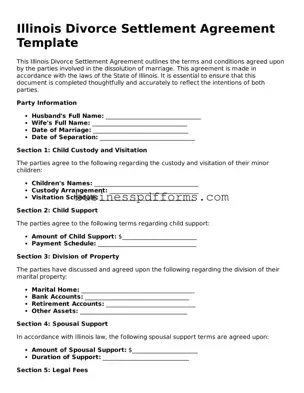 Free Illinois Divorce Settlement Agreement Template