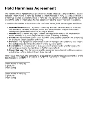 Attorney-Verified Hold Harmless Agreement Template