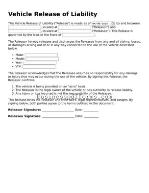 Attorney-Verified Vehicle Release of Liability Template