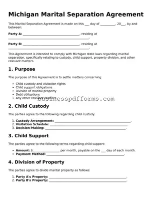Free Michigan Marital Separation Agreement Template