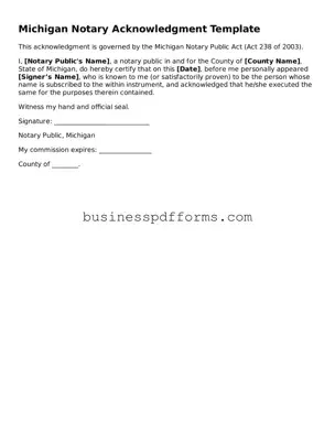 Free Michigan Notary Acknowledgement Template