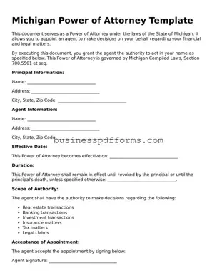 Free Michigan Power of Attorney Template