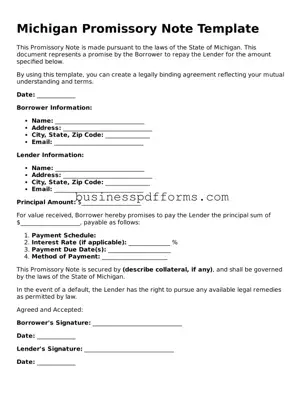 Free Michigan Promissory Note Template