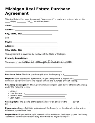 Free Michigan Real Estate Purchase Agreement Template
