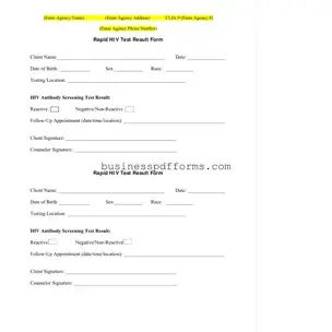 Fill in Your Negative Hiv Test Template