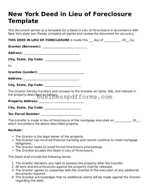 Free New York Deed in Lieu of Foreclosure Template