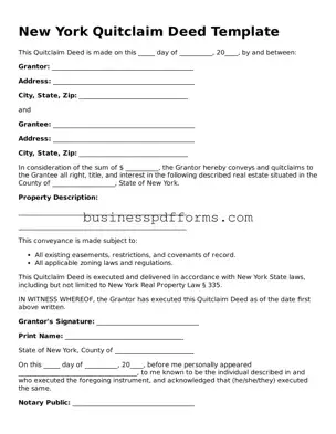 Free New York Quitclaim Deed Template