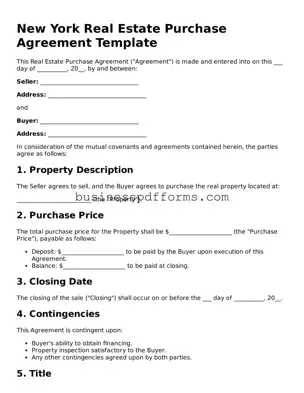 Free New York Real Estate Purchase Agreement Template