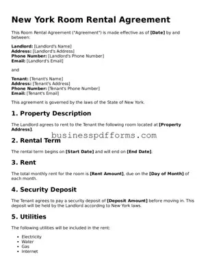 Free New York Room Rental Agreement Template