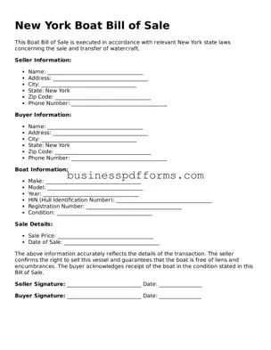 Free New York Boat Bill of Sale Template