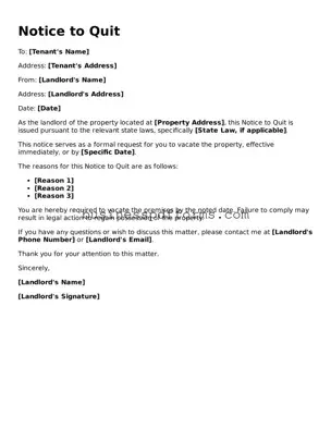 Attorney-Verified Notice to Quit Template