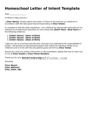 Attorney-Verified Homeschool Letter of Intent Template