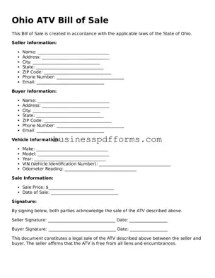 Free Ohio ATV Bill of Sale Template