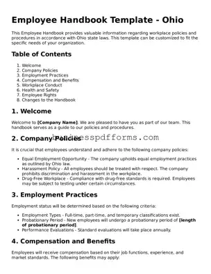 Free Ohio Employee Handbook Template
