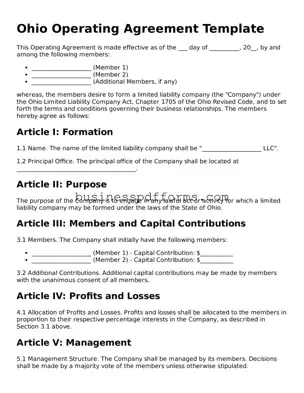 Free Ohio Operating Agreement Template