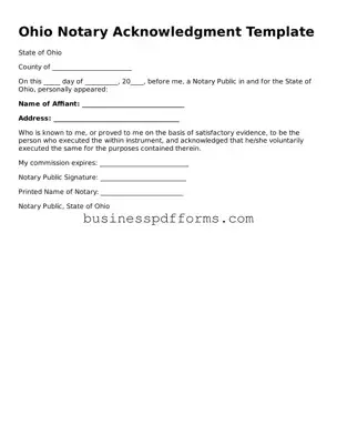 Free Ohio Notary Acknowledgement Template