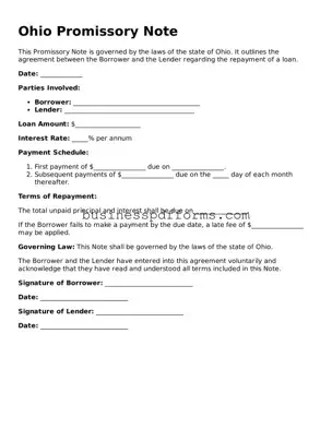 Free Ohio Promissory Note Template