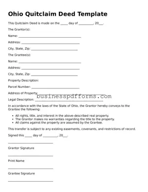 Free Ohio Quitclaim Deed Template