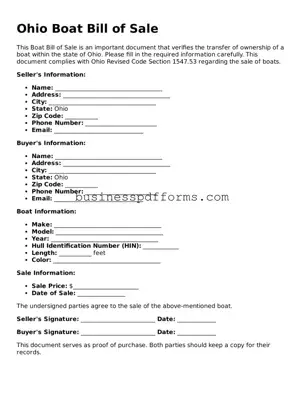 Free Ohio Boat Bill of Sale Template