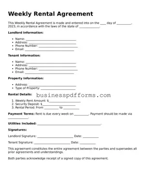 Attorney-Verified Weekly Rental Agreement Template