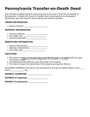 Free Pennsylvania Transfer-on-Death Deed Template