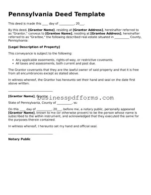 Free Pennsylvania Deed Template
