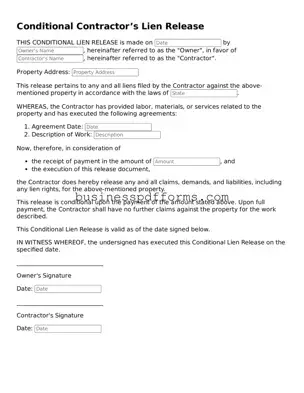 Attorney-Verified Conditional Contractor’s Lien Release Template