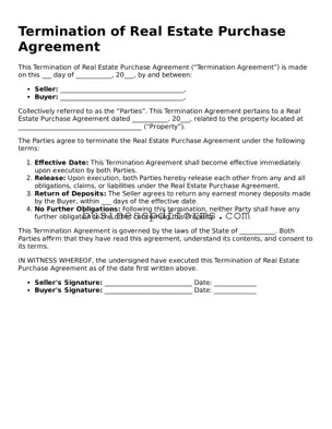 Attorney-Verified Termination of Real Estate Purchase Agreement Template