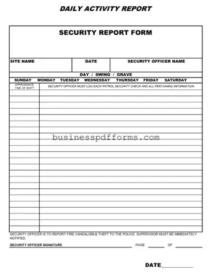 Fill in Your Security Guard Daily Report Sample Template