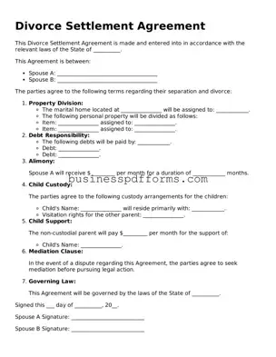 Attorney-Verified Divorce Settlement Agreement Template