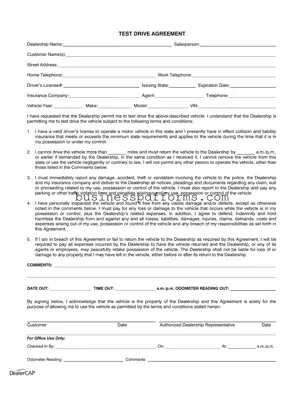 Fill in Your Test Drive Template