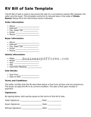 Attorney-Verified RV Bill of Sale Template