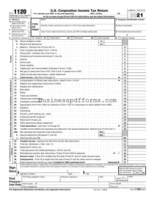 Fill in Your IRS 1120 Template