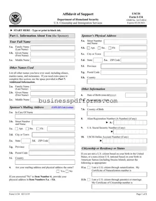 Fill in Your USCIS I-134 Template