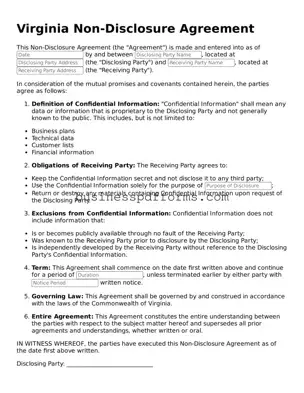 Free Virginia Non-disclosure Agreement Template