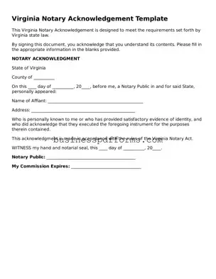 Free Virginia Notary Acknowledgement Template