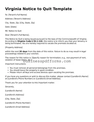 Free Virginia Notice to Quit Template