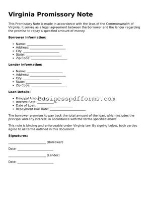 Free Virginia Promissory Note Template