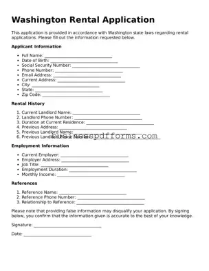 Free Washington Rental Application Template