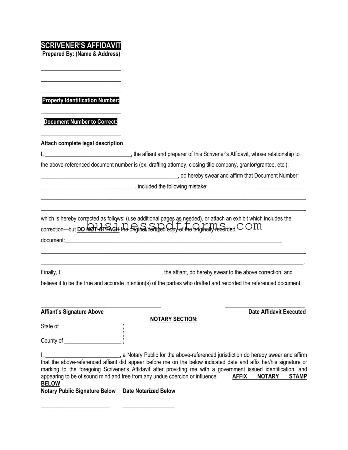Fill in Your Scrivener's Affidavit Template