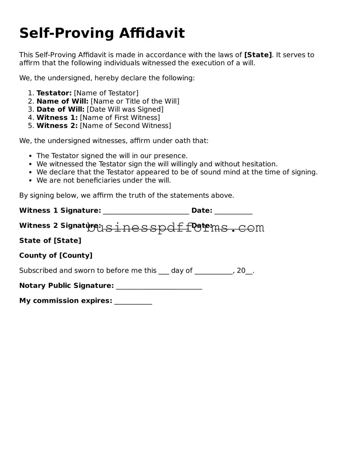 Attorney-Verified Self-Proving Affidavit Template