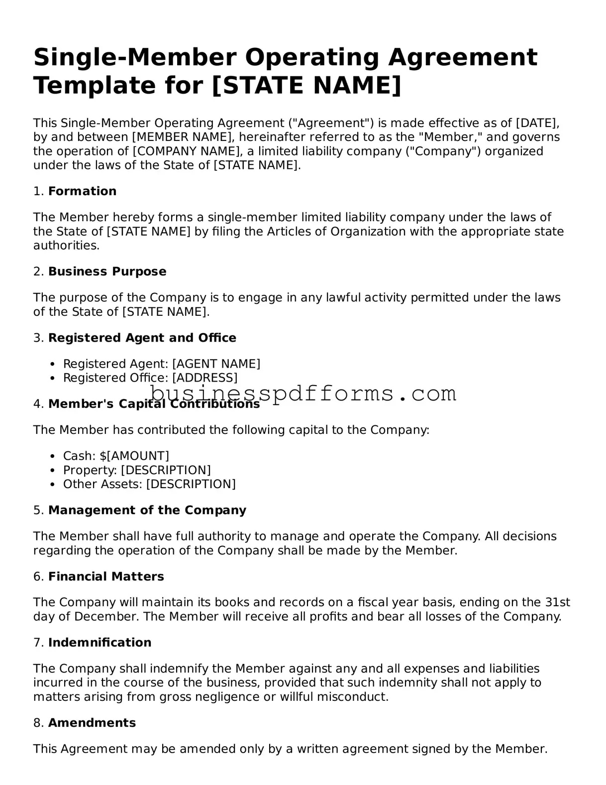 Attorney-Verified Single-Member Operating Agreement Template