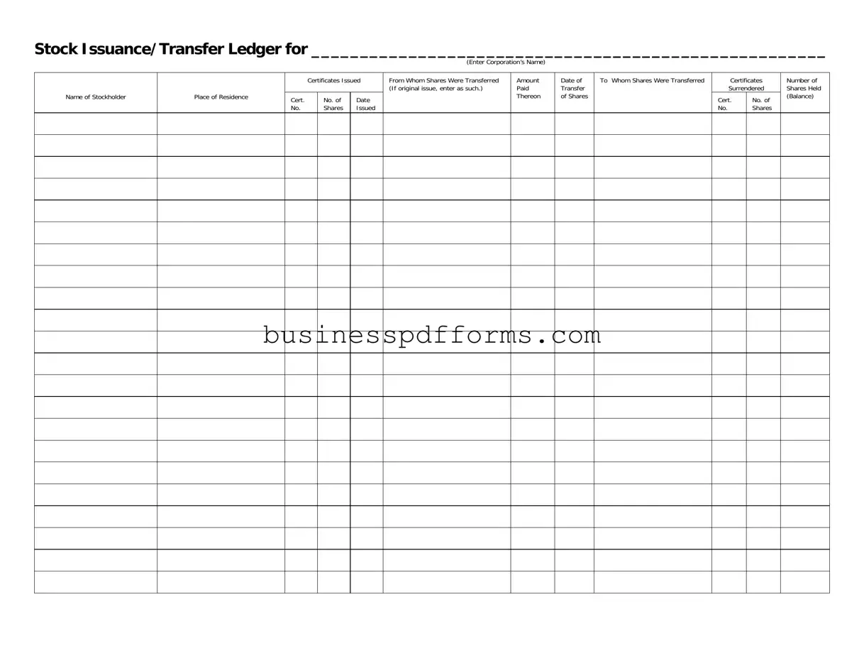 Fill in Your Stock Transfer Ledger Template