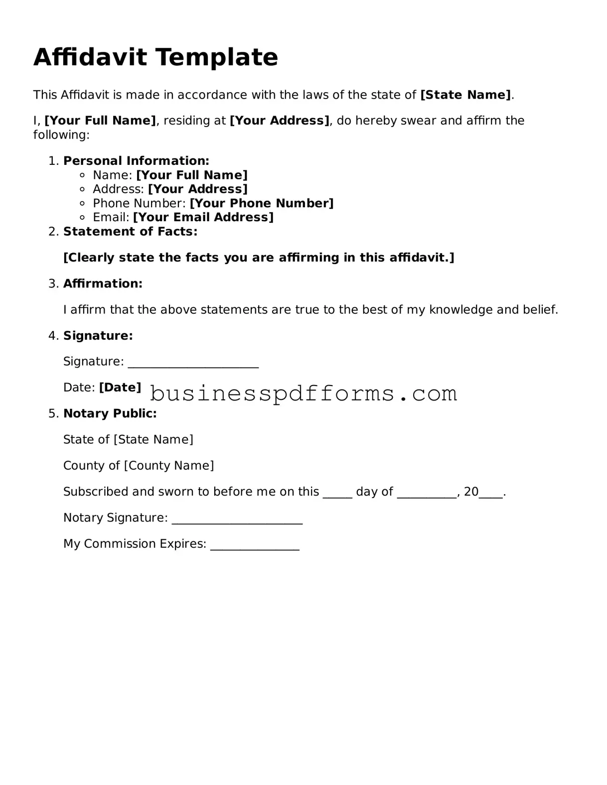 Attorney-Verified Affidavit Template