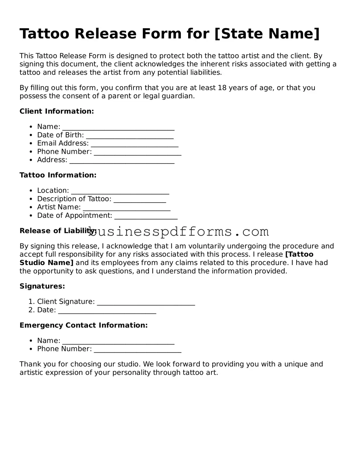 Attorney-Verified Tattoo Release Template
