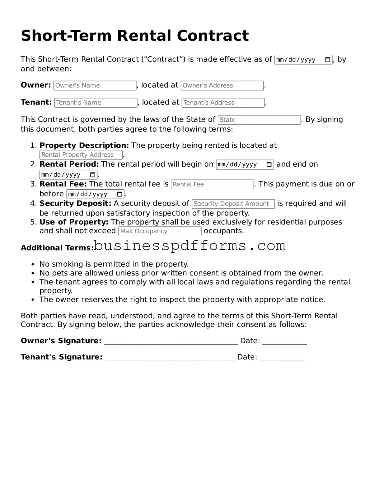 Attorney-Verified Short-Term Rental Contract Template