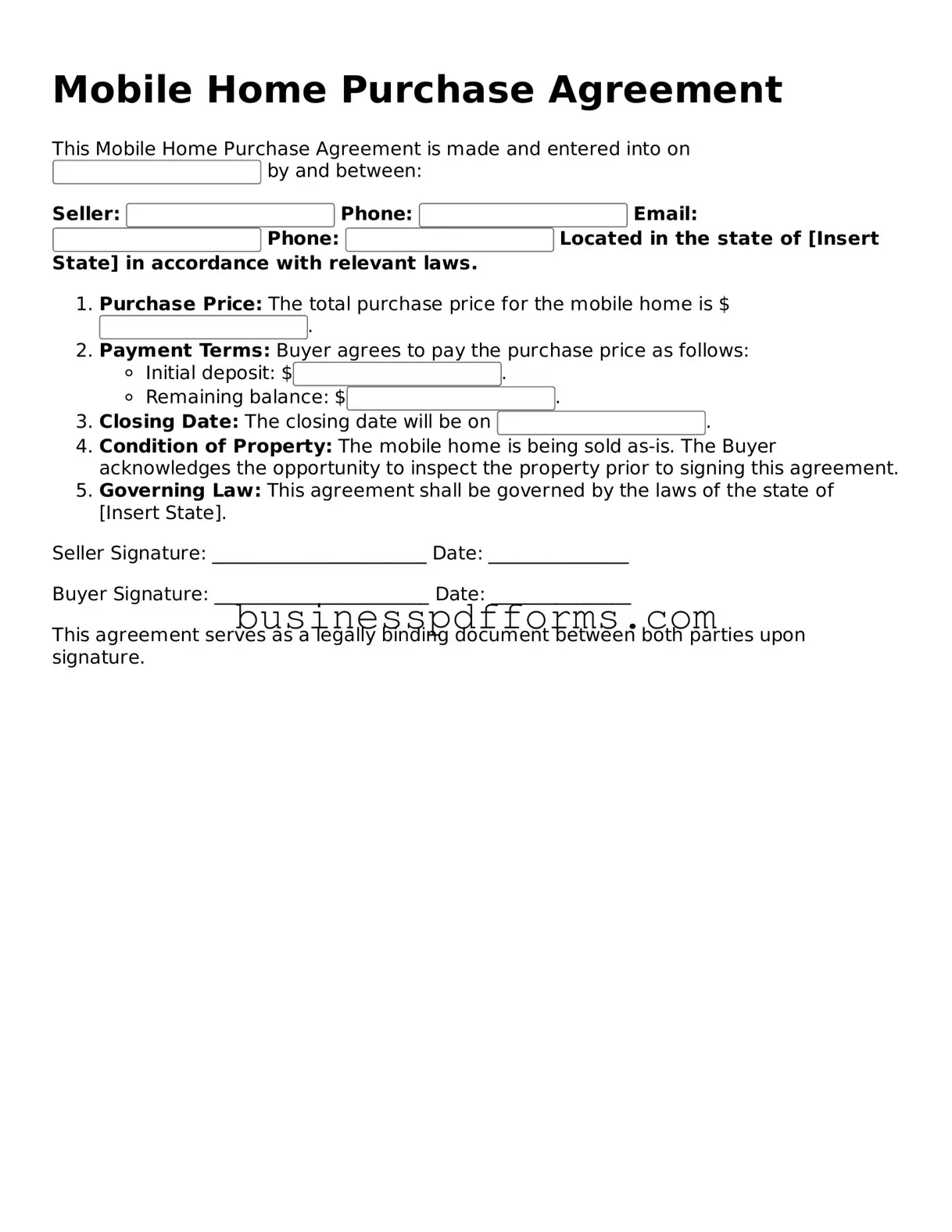 Attorney-Verified Mobile Home Purchase Agreement Template