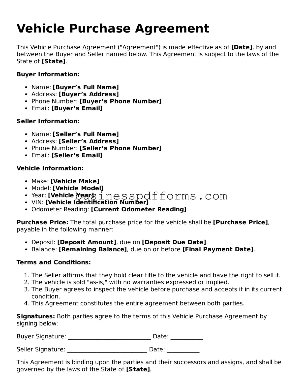 Attorney-Verified Vehicle Purchase Agreement Template