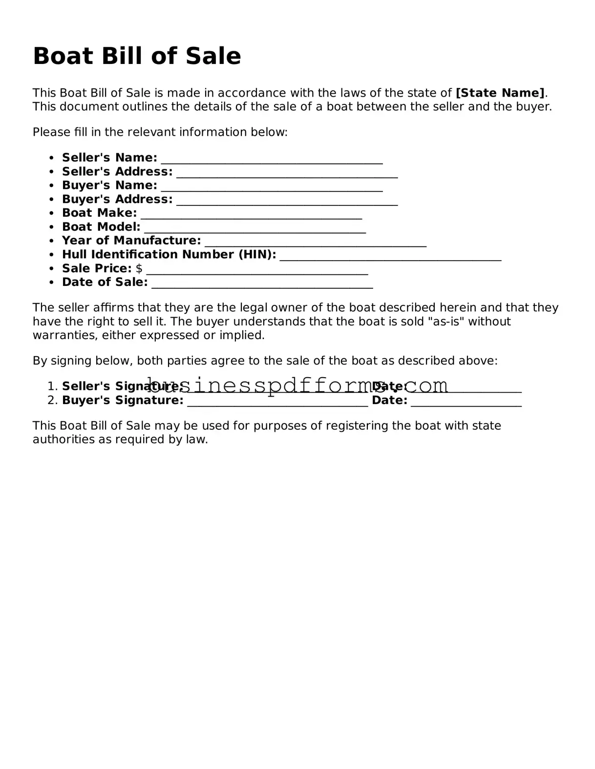 Attorney-Verified Boat Bill of Sale Template